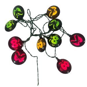 Vintage Eerie Eyes Blow Mold Hard Plastic String Of 10 Lights Spooky Halloween